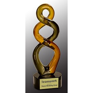 13 1/2" Brown Twist Art Glass Award