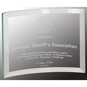7" x 5" x 1/4" Jade Beveled Glass Crescent Award