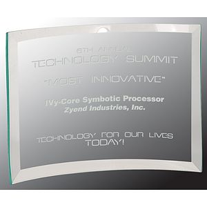 10" x 7" x 1/4" Jade Beveled Glass Crescent Award