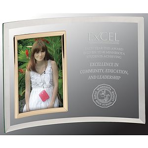 10" x 7" Jade Glass Crescent with 3 1/2" x 5" Picture Frame Award