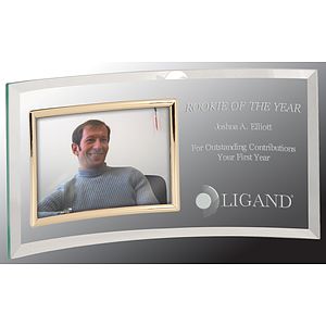 12 3/4" x 6 1/2" Jade Glass Crescent with 6" x 4" Award