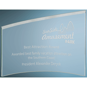 11" x 8 7/8" x 1/4" Jade Slanted Glass Crescent Award