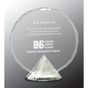 7 1/2" Clear Round Crystal Award on Clear Diamond Base