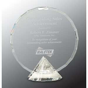 6 1/2" Clear Round Crystal Award on Clear Diamond Base