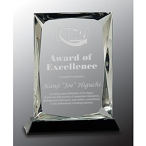 7" Clear Crystal Rectangle Award on Black Base