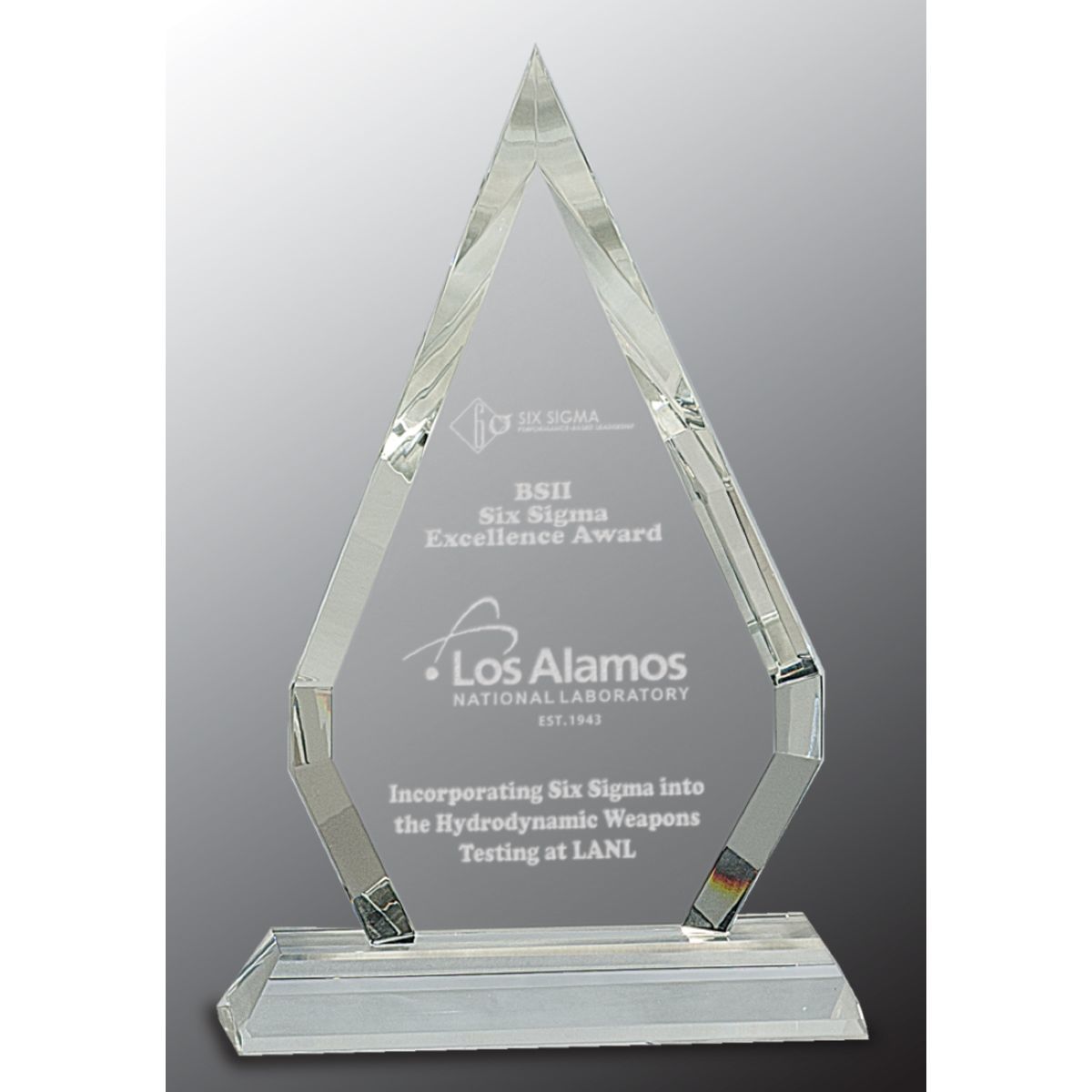 8 1/2" Crystal Diamond on Clear Pedestal Base Award