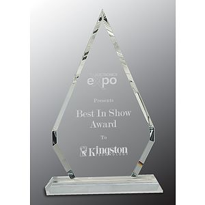 10 3/4" Crystal Diamond Award on Clear Pedestal Base