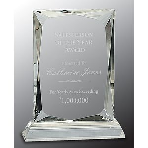 7 1/4" Crystal Rectangle Award on Clear Base