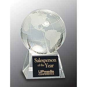 3 1/2" Crystal Globe Award on Clear Base