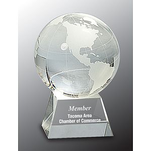 4 1/2" Crystal Globe Award on Clear Base