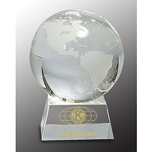 5 1/2" Crystal Globe Award on Clear Base