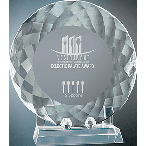 8 1/2" Crystal Plate with Base Award