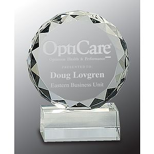 5 1/4" Round Facet Crystal Award on Clear Pedestal Base