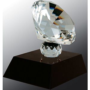 3 1/2" Crystal Diamond Award on Black Pedestal Base