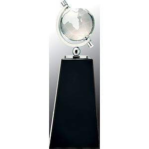 9" Crystal Spinning Globe Award on Black Pedestal Base