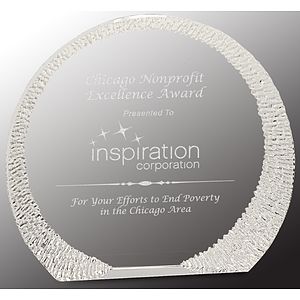 6 1/4" Round Crystal Award with Decorative Edge