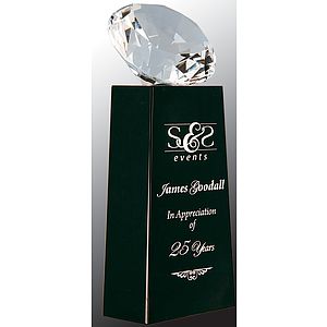 7 3/4" Crystal Diamond Award on Black Crystal Pedestal