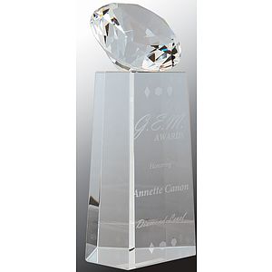 7 3/4" Crystal Diamond Award on Clear Crystal Pedestal