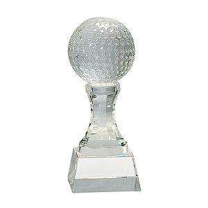 7 3/4" Crystal Golf Ball Award on Clear Pedestal Base