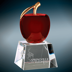 6" Red Crystal Apple Award with Clear Base