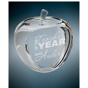 3 3/4" Crystal Apple with Flat Face Award