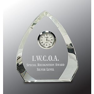 5 1/2" Clear Crystal Arch Award with Clock