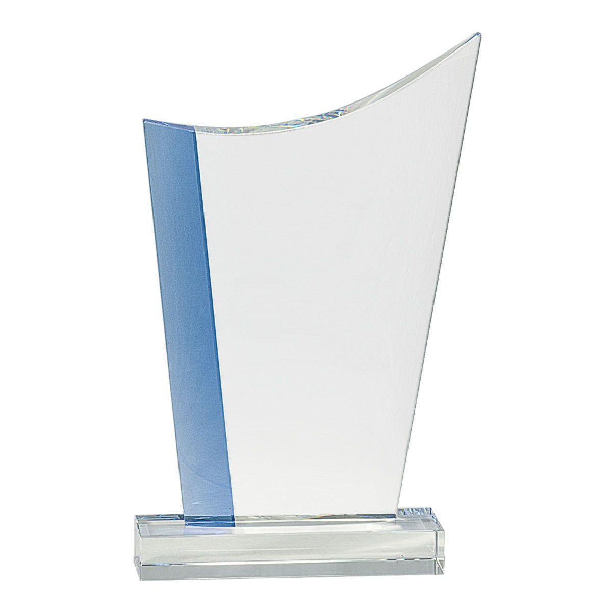 9 1/4" Blue Edge Crystal Crest Award on Clear Base