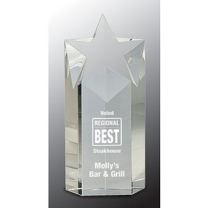 9" Clear Crystal Star Column Award