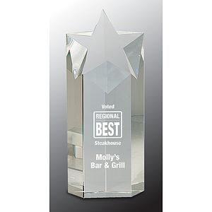 10" Clear Crystal Star Column Award