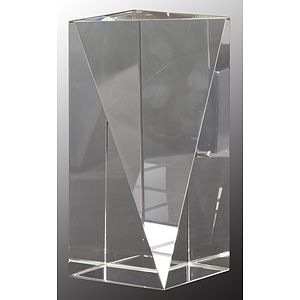 6" Crystal Triangle Front Pillar Award