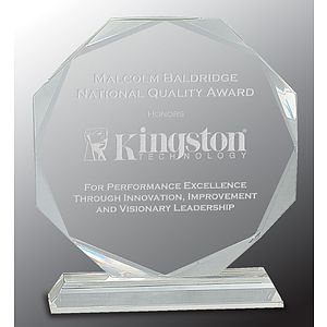 8" Clear Crystal Award Octagon on Clear Pedestal Base