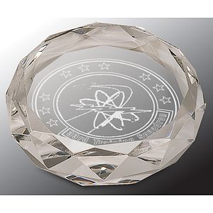 3" Clear Round Crystal Paperweight Award