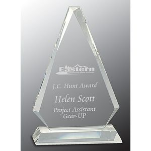9 1/4" Clear Crystal Triangle Award on Clear Pedestal Base