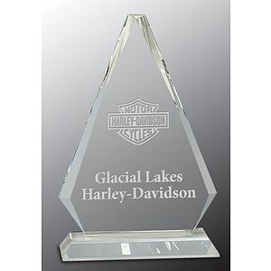 10 3/4" Clear Crystal Triangle Award on Clear Pedestal Base