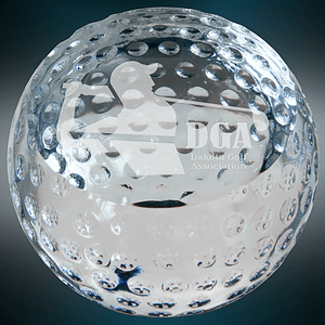 3 1/8" Crystal Golf Ball Paperweight Award