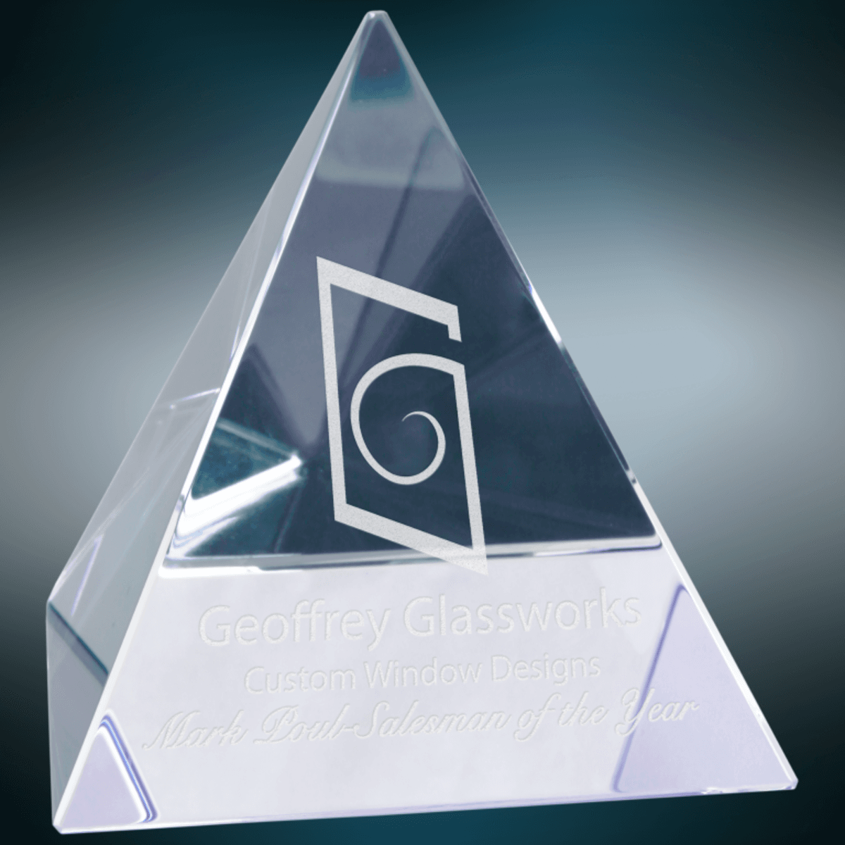 3 1/8" x 3 1/8" x 3 1/8" Crystal Pyramid Award