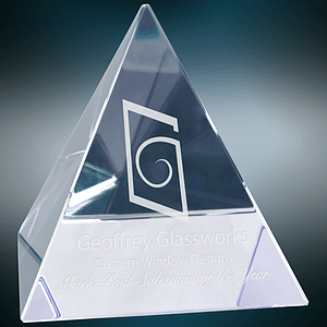 3 1/8" x 3 1/8" x 3 1/8" Crystal Pyramid Award