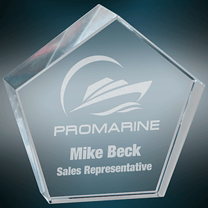 3" x 3" Crystal Pentagon Paperweight Award