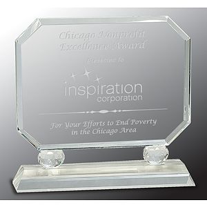 8" Rectangle Crystal Award on Clear Pedestal Base