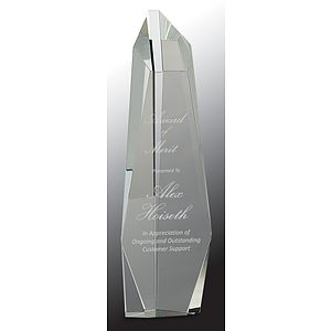 12" Clear Crystal Facet Slant-Top Tower Award