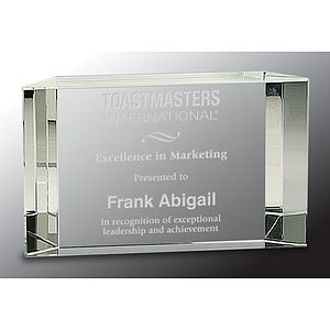 6" x 3 1/2" Clear Crystal Facet Block Award