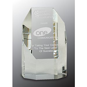 5" Clear Crystal Octagon Tower Award