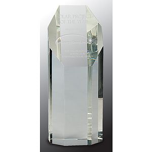 8" Clear Crystal Octagon Tower Award