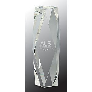 8" Clear Crystal Facet Tower Award