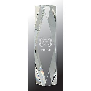 10" Clear Crystal Facet Tower Award