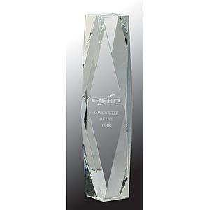 12" Clear Crystal Facet Tower Award