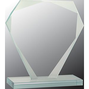 5 1/2" Cut Diamond Jade Glass Award
