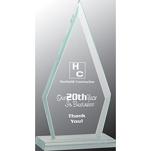 8 1/2" Triangle Jade Glass Award