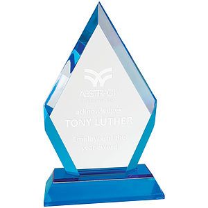 7" Bluee Frosted Base Diamond Award