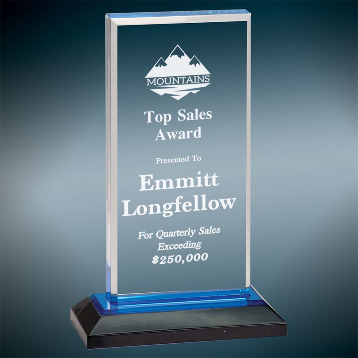 5X8 Blue Beveled Impress Acrylic Award